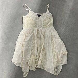 American Eagle Outfitters Cream Lace-Trim Tunic Top